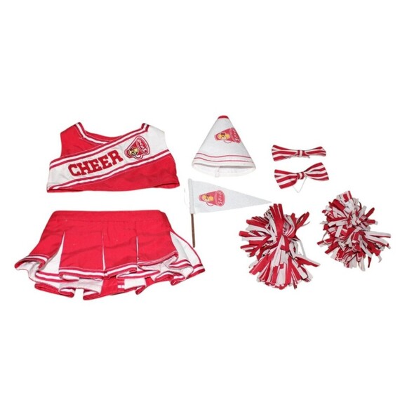 Build A Bear Workshop Red & White Cheerleading Outfit with Accessories - Picture 1 of 3
